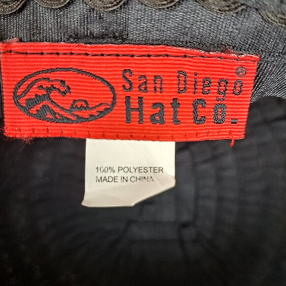 San Diego Hat Company Black Ribbon Braided Sun Hat Scalloped Edge - Picture 14 of 14